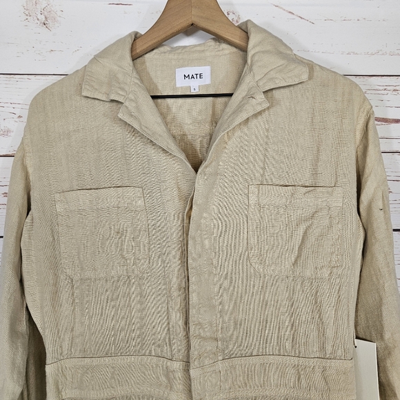 Mate The Label | Organic Linen Natural Buttoned Jumpsuit NWT - Picture 3 of 9